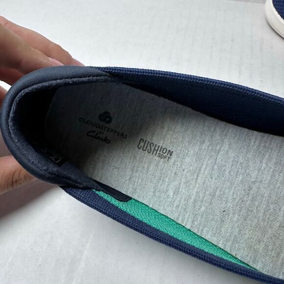 Womans Clarks cloudsteppers blue/green Carly wish ballet flats size 8.5M - Picture 7 of 9